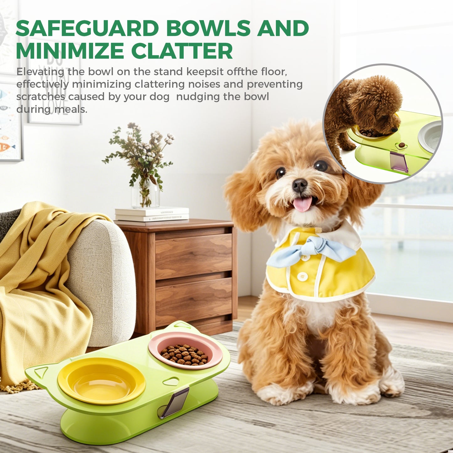 AIMOLLY acrylic9-2 Bowl Elevated Dog/Cat Feeder. High-rise dog/cat feeder. Perfect for cats and puppies. Model: AML-PE25-0021