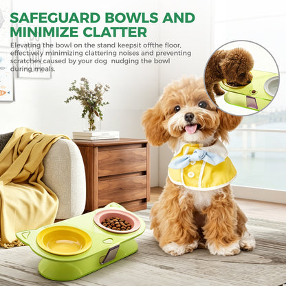 AIMOLLY acrylic9-2 Bowl Elevated Dog/Cat Feeder. High-rise dog/cat feeder. Perfect for cats and puppies. Model: AML-PE25-0021