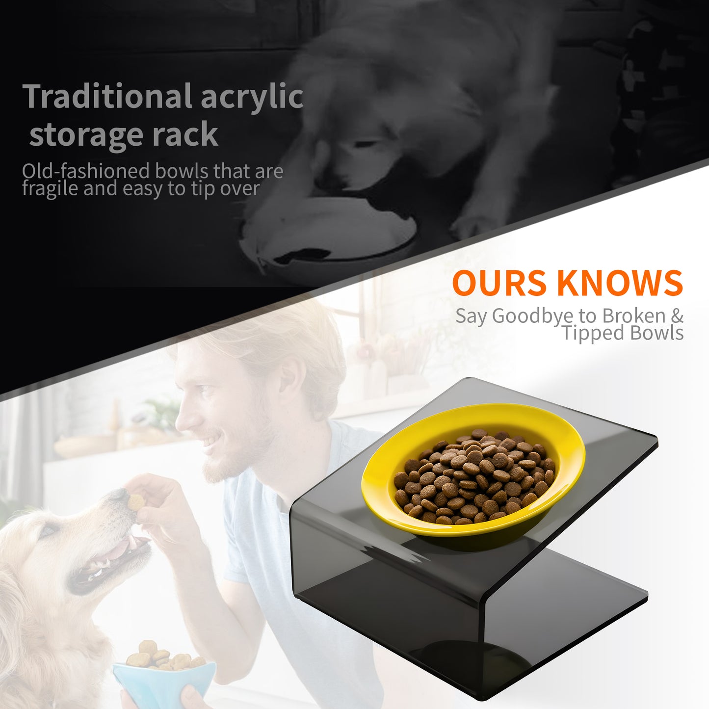 AIMOLLY acrylic  Model H Elevated Dog/Cat Feeder， Elevated Dog/Cat Feeder，AML-PE25-0018/19