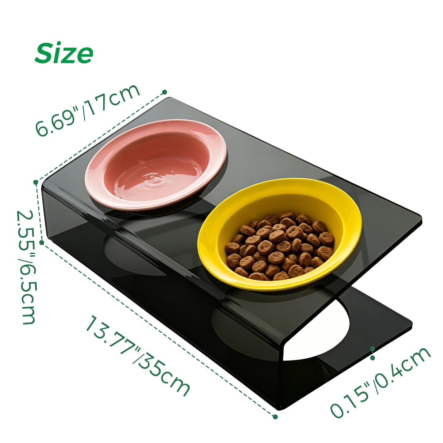 AIMOLLY acrylic  Model H Elevated Dog/Cat Feeder， Elevated Dog/Cat Feeder，AML-PE25-0018/19
