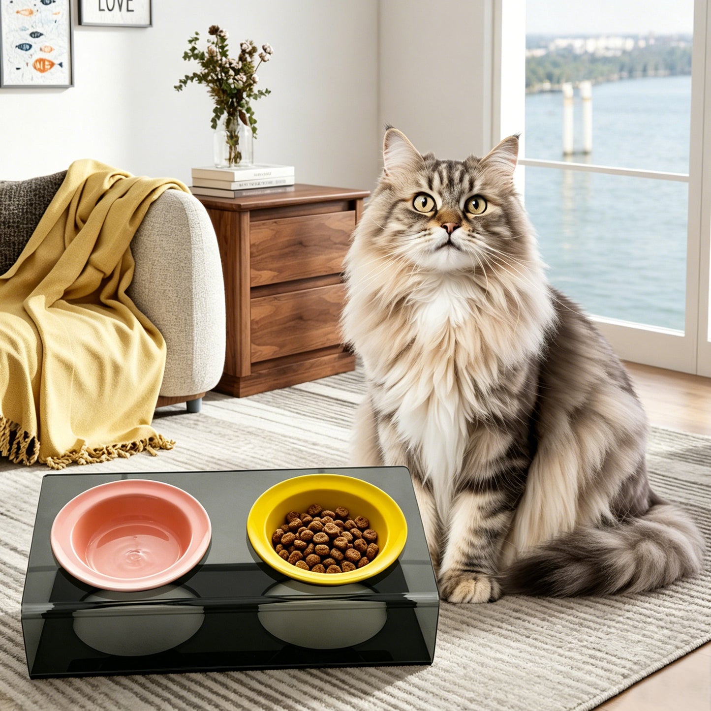 AIMOLLY acrylic  Model H Elevated Dog/Cat Feeder， Elevated Dog/Cat Feeder，AML-PE25-0018/19